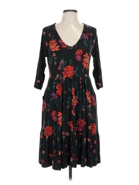 TORRID Super Soft Black Floral Jersey Knit Tiered Skater Dress SIZE 1 / 1X